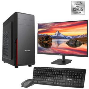 Computadora Intel Core i5 10th gen, memoria de 4GB DDR4, 1TB SATA, monitor de 20”, teclado y mouse.