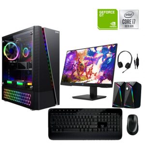 Computadora Intel Core i7 10th gen, memoria de 16GB DDR4, 1TB SATA, SSD 240 GB, monitor de 24”, teclado y mouse.