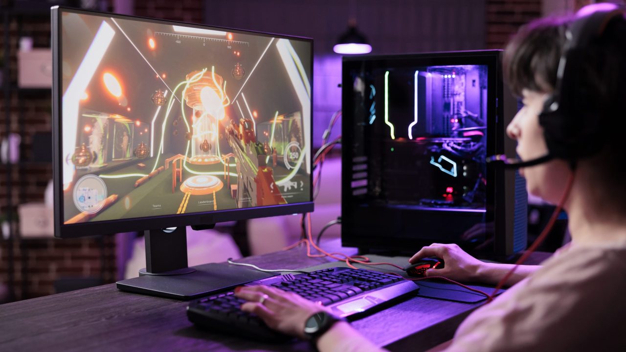 Young person streaming live video games championship